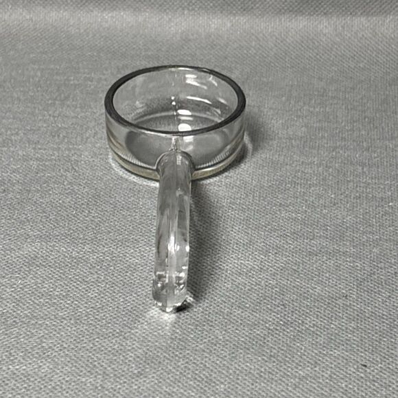 1930s Serving Bowl & Mayonnaise Spoon Silver Rim Art Deco Depression Glass UV - Picture 10 of 15